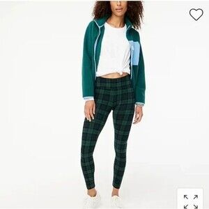 J Crew Blackwatch Green Blue Plaid Full Length Everyday Leggings AS918 Small